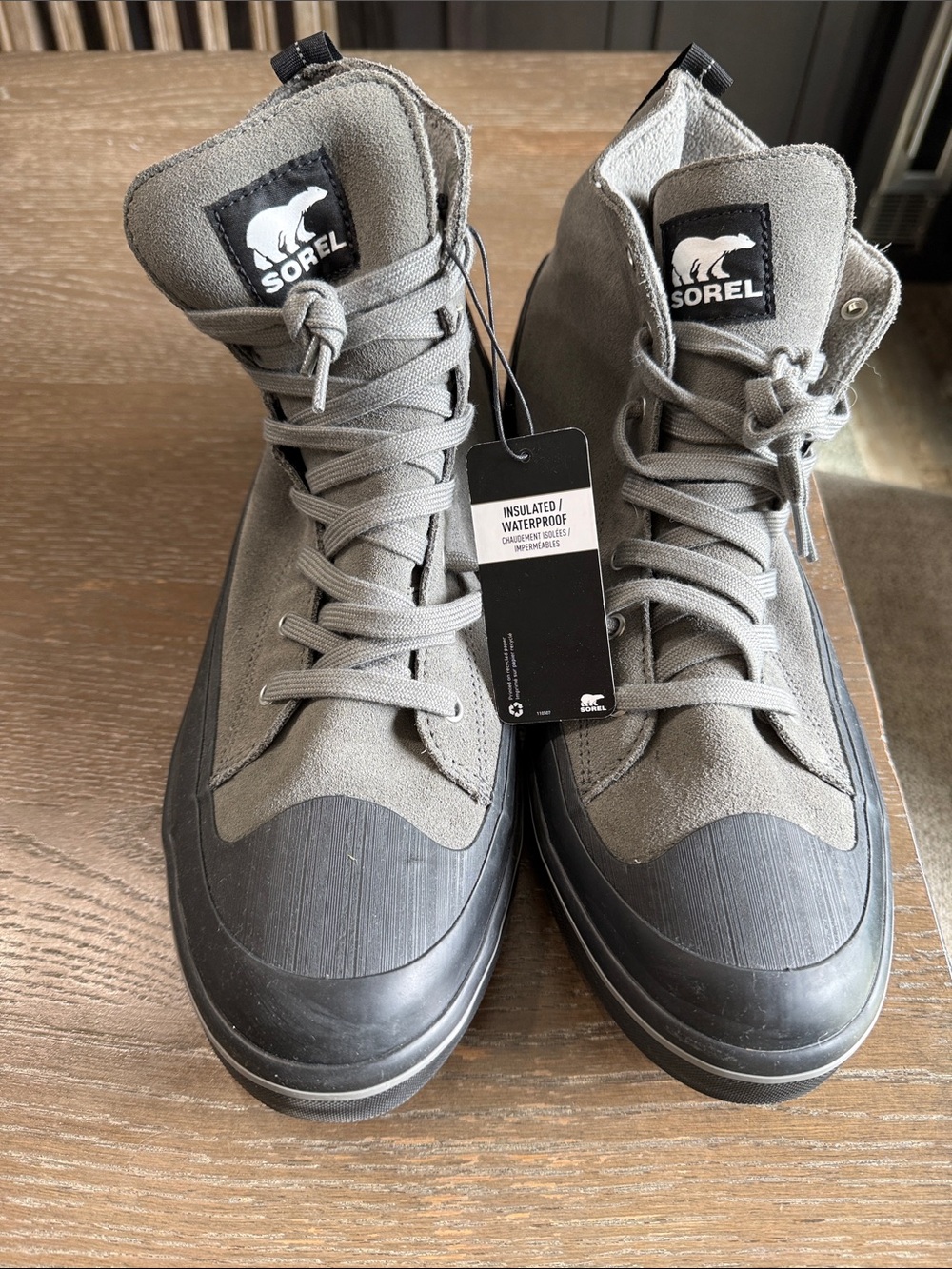 Sorel Men’s Gray Suede Waterproof Lace-Up Sneakers